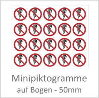 "P029  Bedienung mit langen Haaren verboten" 50mm Durchmesser á 10 Stück